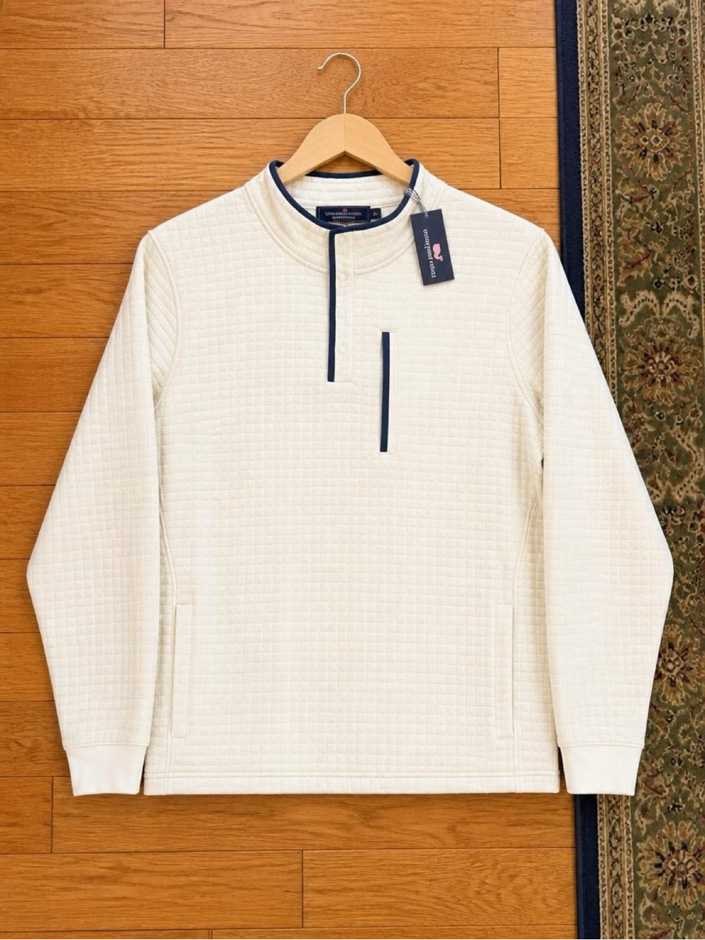 Vineyard Vines Mens XXL Quilted Navigator Quarter Snap Pullover Stone NWT